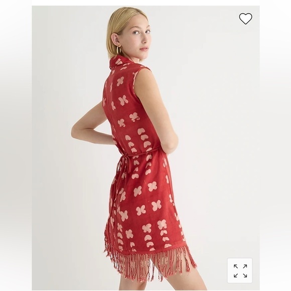 Studio 189 X J. Crew fringed wrap dress in dot BL582 Red White L - Picture 2 of 7